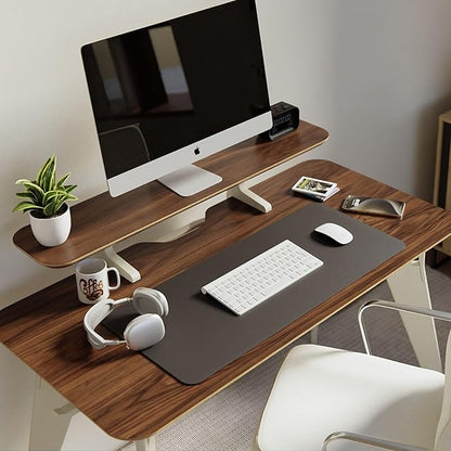 HOEK Desk Bundle, Modular Work from Home Desk with Monitor Shelf, Under Shelf, Side Hook and Wall Cleat, Compact 47.5" x 23", Durable Laminate Surface, Easy Tool-Free Assembly (Birch/Black)