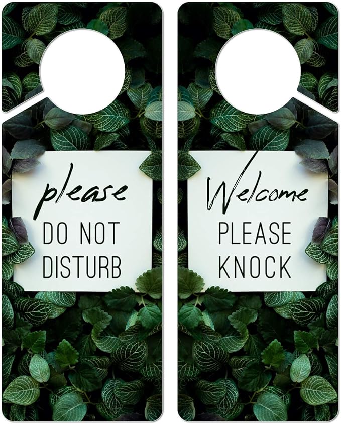 Do Not Disturb Door Hanger Sign, 2 Pack (Printed on Both Sides), 9.3″x3.5″ PVC Plastic, Please Do Not Disturb Sign for Home, Office, Hotel, Bathroom, Bedroom, Counseling, Therapists, Clinic, Botanical