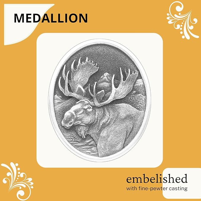 Heritage Pewter Moose Double Old Fashion | Double Rocks Glass 14 OZ for Liquor | Expertly Crafted Pewter Glass