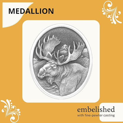 Heritage Pewter Moose Double Old Fashion | Double Rocks Glass 14 OZ for Liquor | Expertly Crafted Pewter Glass