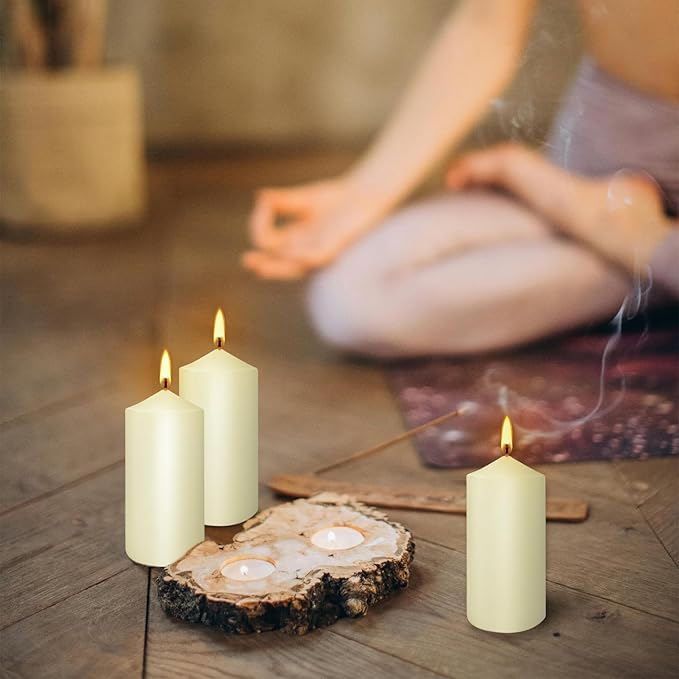 2"x4" High Ivory Pillar Candles, Set of 20 Unscented. Bulk Buy. Ideal for Halloween, Wedding, Emergency Lanterns, Household, Wedding and Home Décor Candlesticks