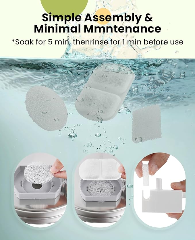oneisall Dog Water Fountain for Large Dogs,7L/230oz/1.8G Stainless Steel Dog Fountain Super Quiet with Triple Filtration,Great for Large Dogs Cats and Multi-Pet Home (8Set Filters for 7L Dog Fountain)