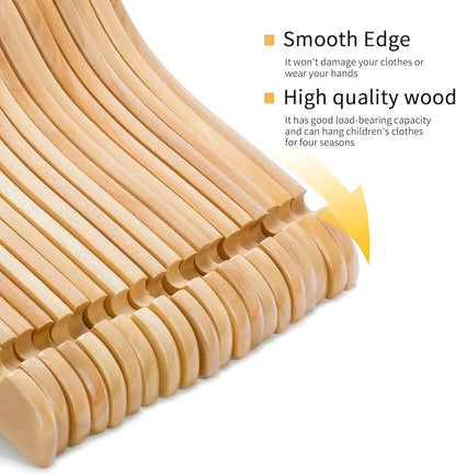 Nature Smile Juniors Preteen Older Children Wooden Coat Hangers 14 Inches Wood Dress Shirt Jacket Hangers with Anti-Rust Hook (20 Pack Natural)