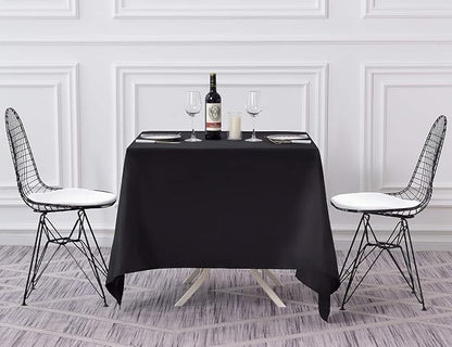 Surmente Black Square Tablecloth-52x52 Inch Table Cloth for Small Square Tables,Washable Polyester Table Cover for Weddings, Banquets, or Restaurants