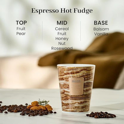 M&SENSE Espresso Hot Fudge Scented Soy Candle, 3 Wick Highly Scented 14.1 Oz 80H, Aromatherapy Christmas Gift for Women and Men