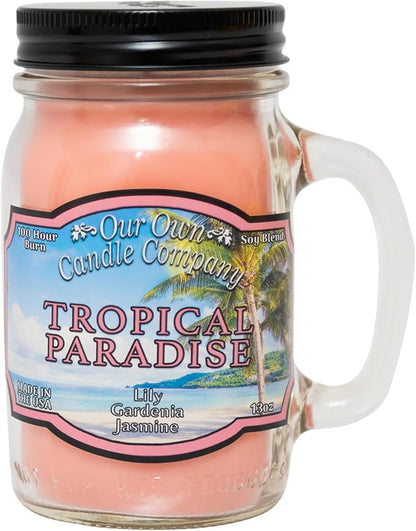 Our Own Candle Company, Tropical Paradise Scented Mason Jar Candle, 100 Hour Burn Time, 13 Ounces