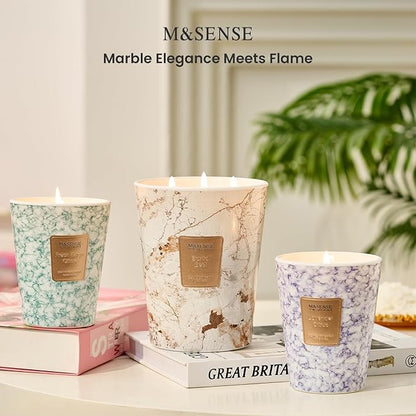 M&SENSE Extra Large Candle 35oz 150H Santal Scented Candle, 3 Wick Highly Scented Jar Candle, XL Candles Gift for Stress Relief, Meditation, Yoga