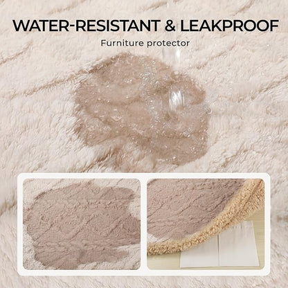 Waterproof Pet Blanket, Liquid Pee Proof Dog Blankets for Sofa Bed Couch, Reversible Sherpa Fleece Furniture Protector Cover for Small Medium Large Dogs Cats,Beige-Thicken Small（40" x 28"）