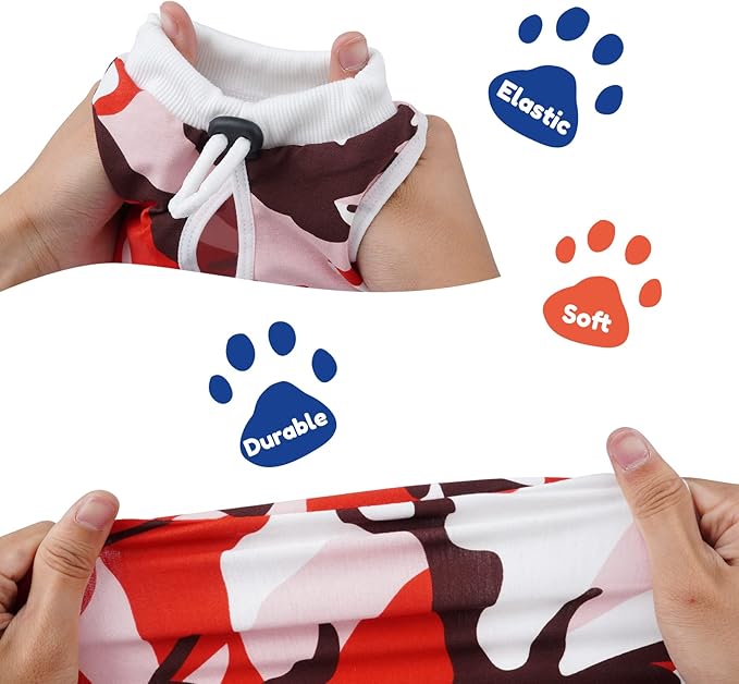 Cat Surgical Recovery Suit, Abdominal Wounds Cone E-Collar Alternative Anti-Licking Or Skin Diseases Pet Surgical Recovery Pajama Suit, Soft Fabric Onesies for Cats (S, Red)