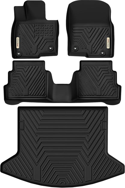 YITAMOTOR Floor Mats & Cargo Liner Fit for Mazda CX-5 2017-2021, TPE All Weather Custom Fit Floor Liners for Mazda CX5, 1st & 2nd Row and Trunk Liner Car Mats Set Accessories, Black
