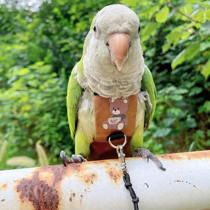 Bird Diaper Harness Flight Suit Clothes, Parrot Flight Suit with Leash for Parrot, Bird Flying Clothes with Rope and Handle for Outdoor Activities Training (Caique,with Leash)