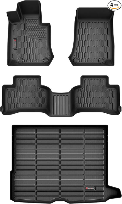 Floor Mats & Cargo Liner Compatible with 2016-2022 Mercedes Benz GLC Cargo Mat, Full Set All Weather Protection 1st, 2nd Row Car Liners & Trunk Mat, Black