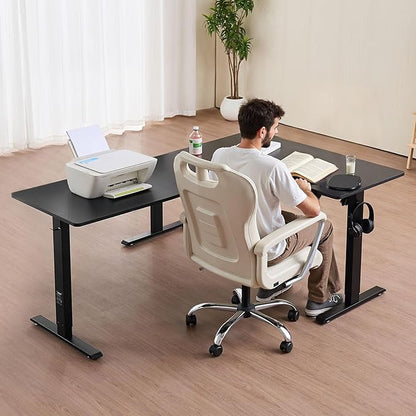 VEVOR L Shaped Standing Desk 71 x 47 inch, 3 Memory Height Adjustable, Electric Corner Standing Desk with Dual Motor, 2 Hooks & Cable Hole, Heavy Duty Carbon Steel Sit Stand Computer Workstation Table