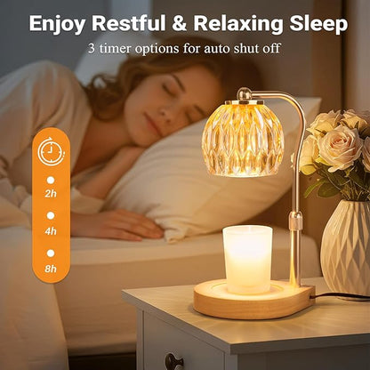 Candle Warmer Lamp with Timer Dimmer Adjustable Height, Gift for Women Mom, House Warming New Home Cozy Decor, Wax Melt Warmer for Jar Candles with 2 Bulbs