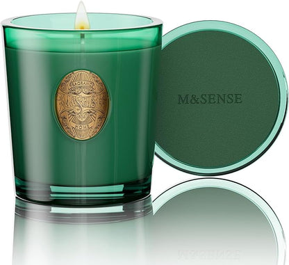 M&SENSE Natural Soy Candle | Eucalyptus Cedarwood& Emerald Green | 9.2 oz, 50H Burn Time | Luxury Scented Candle for Relaxation, Gifting, Home Décor | Ideal for Bedroom, Office, Party Ambiance