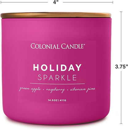 Colonial Candle Holiday Sparkle Scented Jar Candle, Pop of Color Collection, 3 Wick, Purple, 14.5 oz - Up to 60 Hours Burn