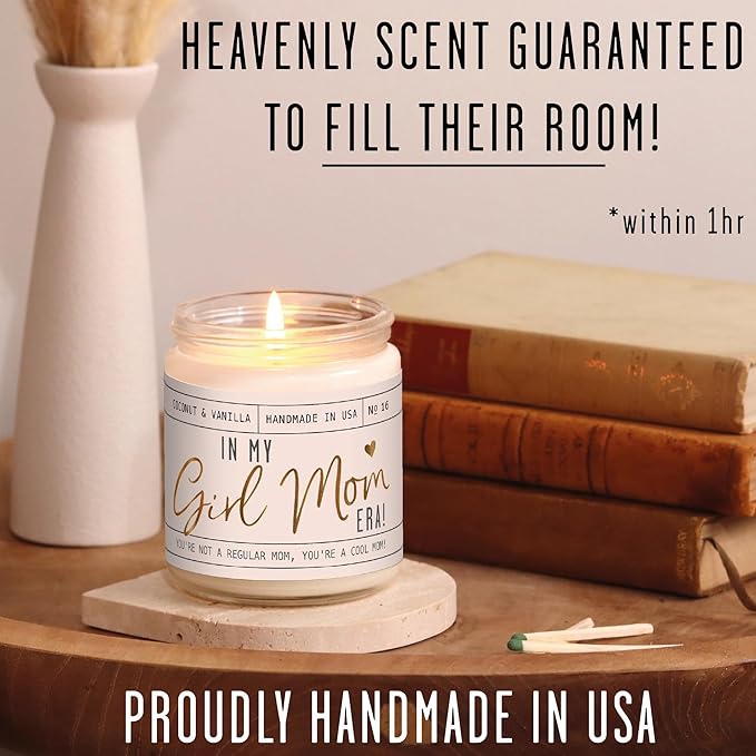 Girl Mom Gifts for Mothers Day - 'in My Girl Mom Era' Soy Candle, w/Vanilla & Coconut I It's a Mama I 50Hr Burn, Made in USA