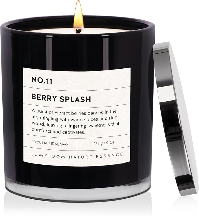 Berry Splash Luxury Scented Candles, 9oz Soy Wax Candles for Home Scented, BlackBerry, Boysenberry & Woods Scent, Long Burning Time, Gifts for Christmas, Women, Friends, Men, Mom, Teacher
