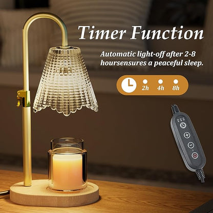 Candle Warmer Lamp with Timer & 4-Level Brightness - Adjustable Height Wax Melt Warmer for Jar Candles, Home Decor Accent, Birthday Gifts for Women (Includes 2 Bulbs)