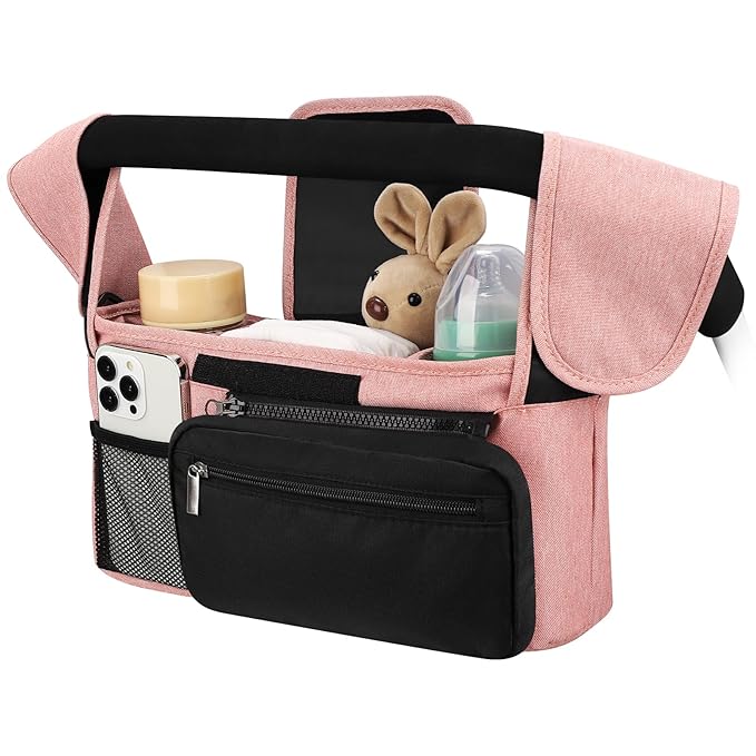 Accmor Universal Stroller Organizer with Insulated Cup Holder Detachable Phone Bag and Shoulder Strap,Stroller Bag Caddy Organizer Fits for Uppababy, Baby Jogger, Britax Strollers