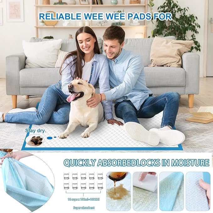 XXXXL Puppy Pee Pads 31"x47" 100 Count, Extra Large for Dogs, Leak-Proof & Super Absorbent, Thicken Disposable Potty Training Pads for Cats Rabbits