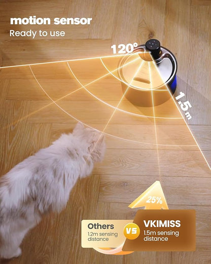 Wireless Cat Water Fountain Cordless: Battery Operated Cat Fountain - 108oz/3.2L Automatic Pet Water Dispenser Rechargeable Drinking Fountains for Cats Indoor with Motion Sensor Multiple Cats and Dogs