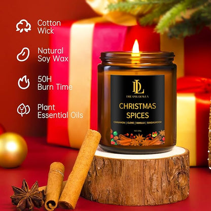 Christmas Candle Set, 6 Pack Holiday Scented Candle, Soy Candle for Home Scented, Christmas Holiday Candles Gift for Women Men, Scents of Christmas Tree/Cookies/Spices/Candy Cane/Mulled Cider/Fireside