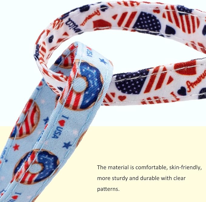 Faygarsle 2 Pack Patriotic American Flag Dog Collar Pattern Cat Collars Breakaway Safety Collar with Bell Spring Summer Design for Girl Cats, Red White Blue