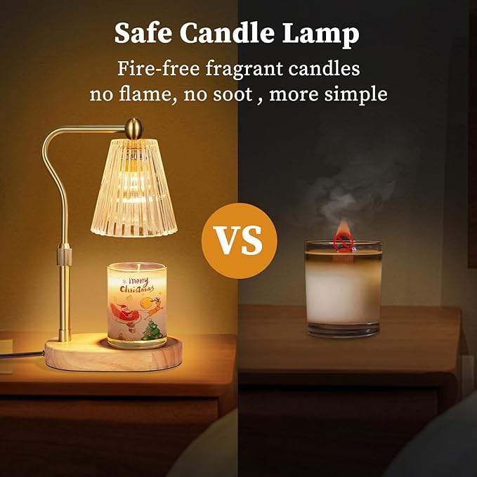 Candle Warmer Lamp with Timer Dimmer Adjustable Height for New Home Bedroom,Mothers Day Gifts,Vintage Home Decor for Scented Jar