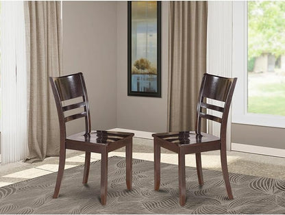 East West Furniture LYC-CAP-W Lynfield Dining Room Chairs - Ladder Back Solid Wood Seat Chairs, Set of 2, Cappuccino