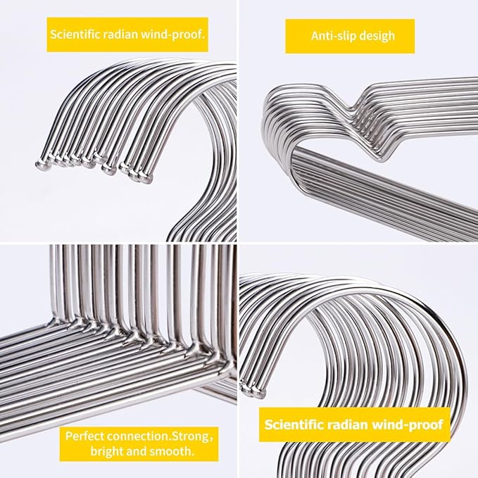 Hangers 100 Pack Wire Hangers Heavy Duty Clothes Hanger Ultra Thin Space Saving Metal Hangers16.5in by WYCQKL