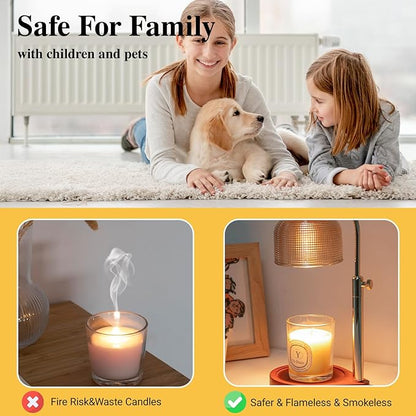 2 Pack Candle Warmer Lamp with Timer and Dimmer - Adjustable Height, Scent Within Minutes, Best Gifts for Women Mom, Wax Warmer for Jar Candles with 4 Replacement Bulbs