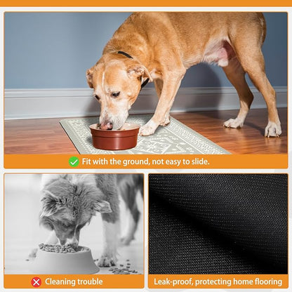 KOOLTAIL Dog Food Mat, Absorbent Pet Feeding Mat for Food and Water Bowls, Placement Pad for Floors with Waterproof Rubber Backing, Quick Dry Water Dispenser Mat for Dogs Puppy Cats, Medium, 16"x24"