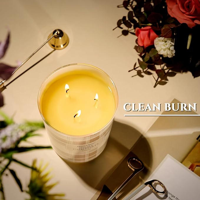 HomeLights Home Comforts Scented Candles | 34oz Soy Candles Rustic Modern 3-Wick Large Candle Jars | Ideal Candle Gifts for Events, Home Decor Stress, Relief & Relaxation