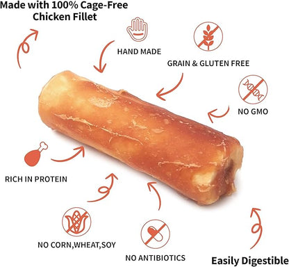 Premium Dog Chew Treats Chicken Retriever Rolls for Large Dogs, Rawhide Free, Grain Free, Highly Digestible,Large 7" 2pcs/Pack x 2pack