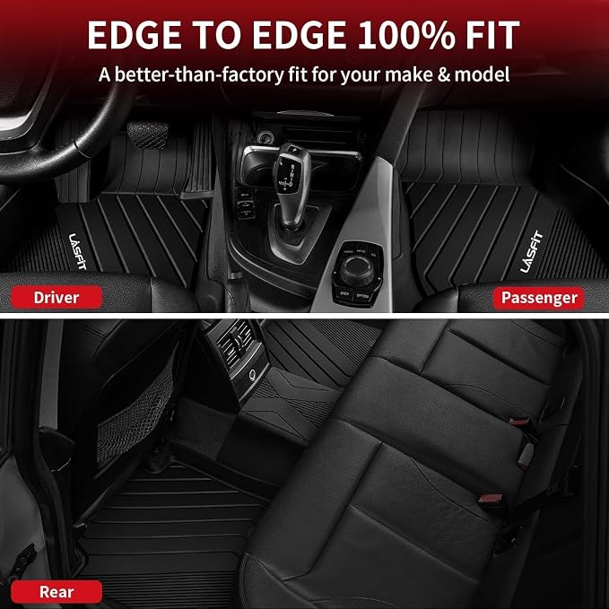 LASFIT 2018-2024 BMW X3 Floor Mats & Trunk Mat, Custom Fit TPE All Weather Car Liners Full Set for x3 30i/M/M40i/M Competition Accessories, Waterproof & Anti-Slip (Don't Fit X3 30e)