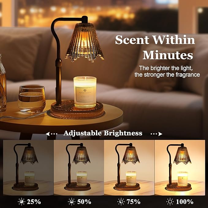 Candle Warmer Lamp with Timer Dimmable, Birthday Gifts for Women Mom, House Warming Gifts New Home Decor, Wax Melt Warmer for Jar Candles with 2 Bulbs
