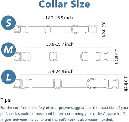 Dog Collar and Leash Set.Soft and Easy to Clean Vegan Leather with Rose Gold Metal Buckle for Small Medium Large Dogs (Black, L(15.4”-24.8“)