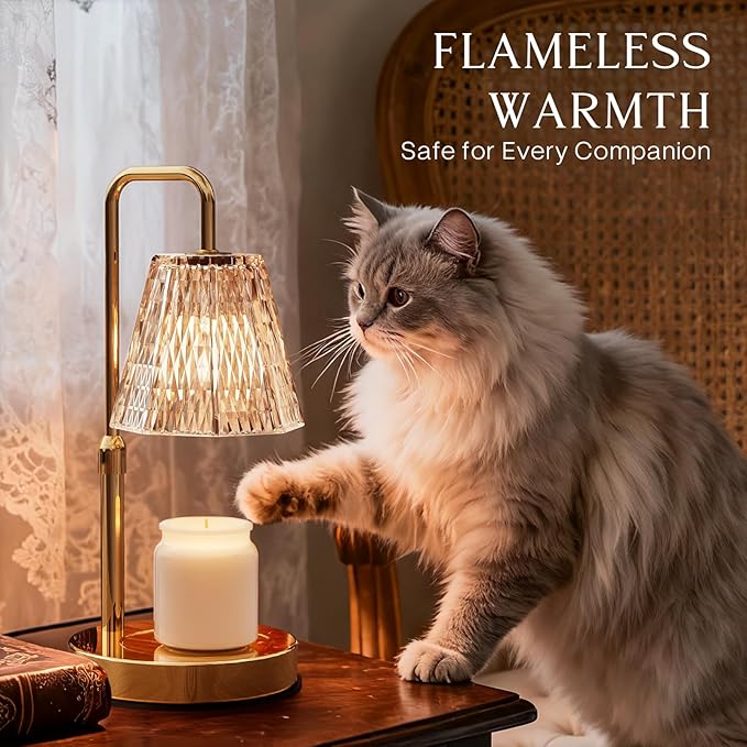 Candle Warmer Lamp with Timer – Dimmable Wax Warmer for Room Decor, Height Adjustable Candle Lamp for Mom, Birthday Gifts for Women, House Warming Gifts for New Home Decor with 2 Bulbs