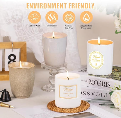 Scented Candle, 11oz Soy Candles, Blood Orange Scented White Candles for Women & Men, Long-Lasting Aromatherapy Jar Candle Wax for Home, Bathroom, Non Toxic Candle Gift (White and Orange Ceramic Cup)