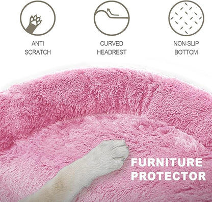 Tinaco Luxurious Calming Dogs/Cats Bed Mats, Dog Pad Washable Removable Couch Cover, Plush Long Fur Mat for Pets, Waterproof Lining, Perfect for Small, Medium and Large Dogs and Cats (Pink, 21"x21")