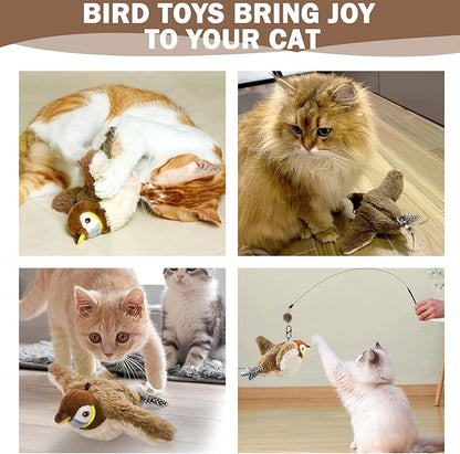 Tocirelo Cat Toy Flapping Bird (No Flying) - Simulate Chirping Flappy Bird, Interactive Cat Toys for Bored Indoor Adult Cats, Rechargeable Realistic Catnip Kicker Toy with Flapping Wings for Kitten