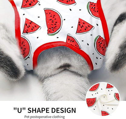 Cat Professional Surgical Recovery Suit,E-Collar Alternative for Cats Dogs,After Surgery Wear, Pajama Suit,Home Indoor Pets Clothing (M (6-8 1bs), Watermelon)