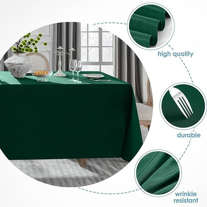 VidaFete Tablecloth 10 Pack 90 * 132inch Rectangle Table Cloth Polyester, Stain Wrinkle Resistant Polyester Dining Table Cover for Kitchen Dinning Party Wedding Rectangular Buffet Decoration(Green)