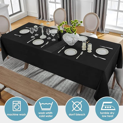 VidaFete Tablecloth 60 * 120inch 6pack Rectangle Table Cloth Polyester, Stain Wrinkle Resistant Dining Table Cover for Kitchen Dinning Party Wedding Rectangular Tabletop Buffet Decoration(Black)