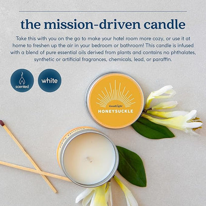 Paraffin-Free Scented Candle, Tin Candles, Birthday Gifts for Women & Men, 30-Hour Burn Time (Honeysuckle, 6 oz)