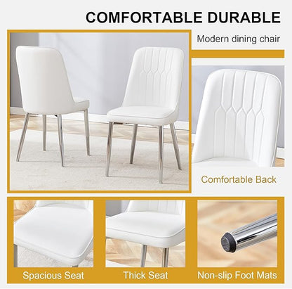Dining Chairs Set of 2, Equipped with PU Leather Backrest Cushions and Silvery Legs, Suitable for Restaurants, Kitchens, and Dining Room Chairs