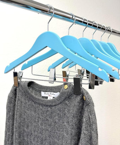 Kids Hangers with Metal Clips Pant Bar 4T-10 (Air Blue)