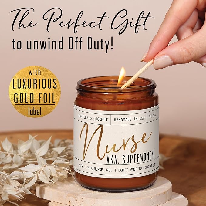 Nurse Gifts for Women - 'Nurse AKA. Superwomen' Soy Candle,w/Vanilla & Coconut I Nursing Gifts for Nurses Female I Nursing Student I Nurse Practitioner RN I Nurse Graduation Gift I 50Hr Burn, USA Made