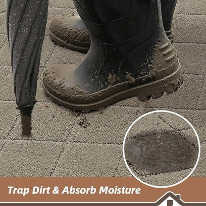 BEQHAUSE Dirt Trapper Door Mat 24" x 36", Doormat Non-Slip Entryway Rugs Washable, Dog Door Mat Stain Resistant and Absorbent Welcome Floor Mat for Front Back Door, Mud Wet Shoes & Paws, Beige